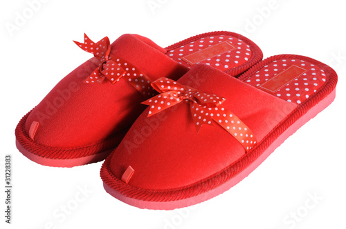 Red house slippers