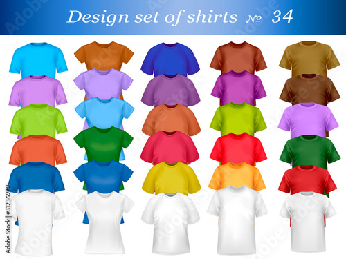 Color and white t-shirt design template. Vector