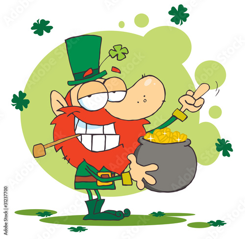 Leprechaun Holding A Pot Of Gold And Flipping His Middle Finger