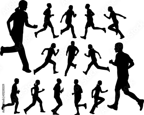 people running silhouettes - vector