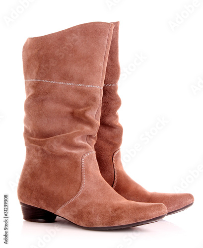 Suede boots isolated on the white background photo