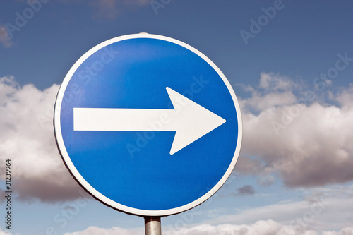 Blue Traffic Direction Signal