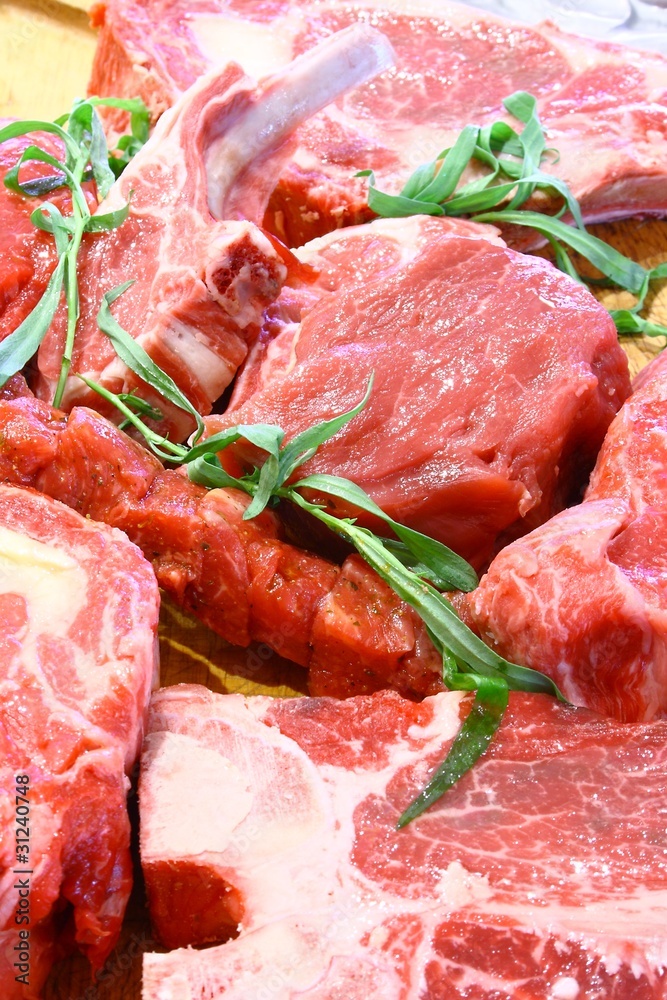 Fresh meat in grocery Fresh meat in grocery