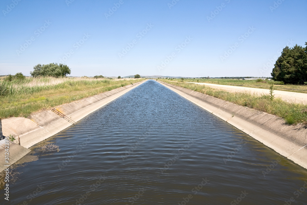 Irrigation channel in the Greek countryside.