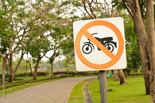 No motorcycle riding sign