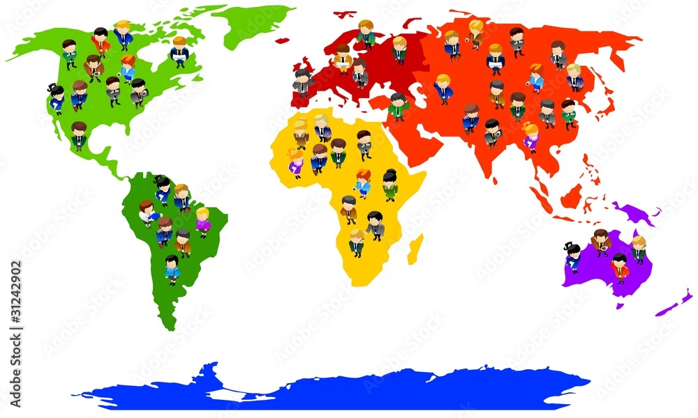 Obraz premium Business people on the map of the world.