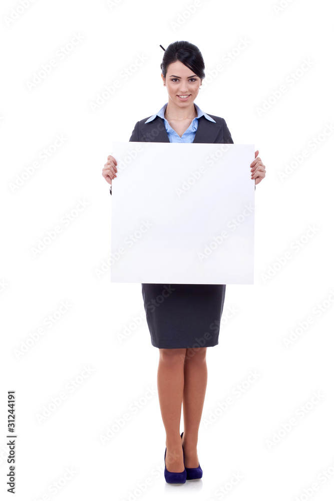 business woman with blank board business woman with blank board