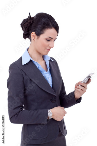business woman texting on phone