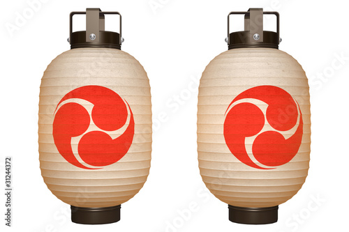 Paper Lantern (Red Tomoe) with clipping path