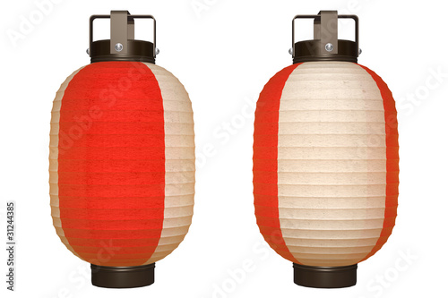 Paper Lantern (red&white) with clipping path