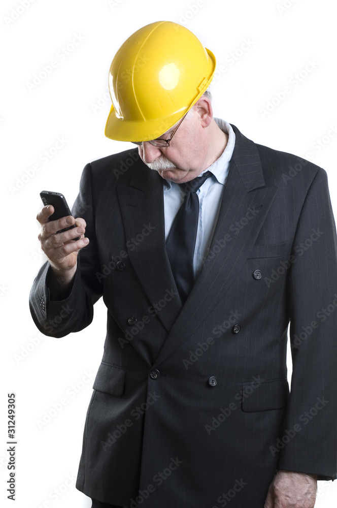 Construction worker on the phone Construction worker on the phone