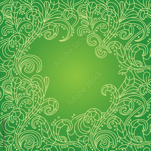vector floral frame in green color