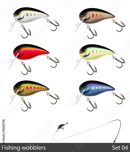 Set of fishing wobbler. Vector illustration.