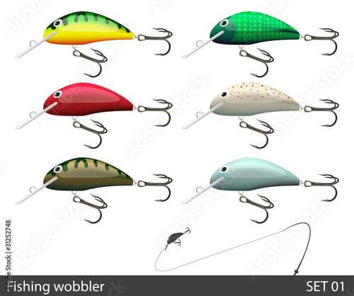 Set of fishing wobbler. Vector illustration.
