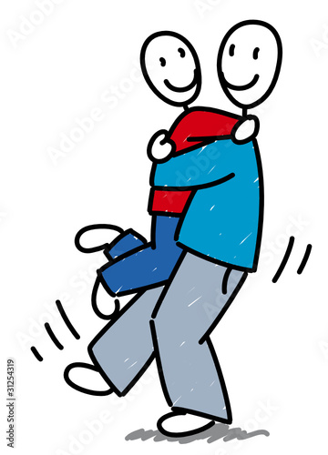 Enfant sautant dans les bras de son père