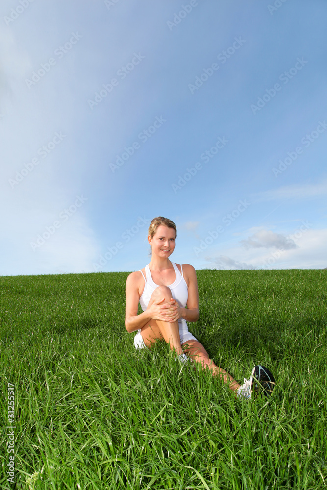 Beautiful woman doing fitness exercises in nature Beautiful woman doing fitness exercises in nature