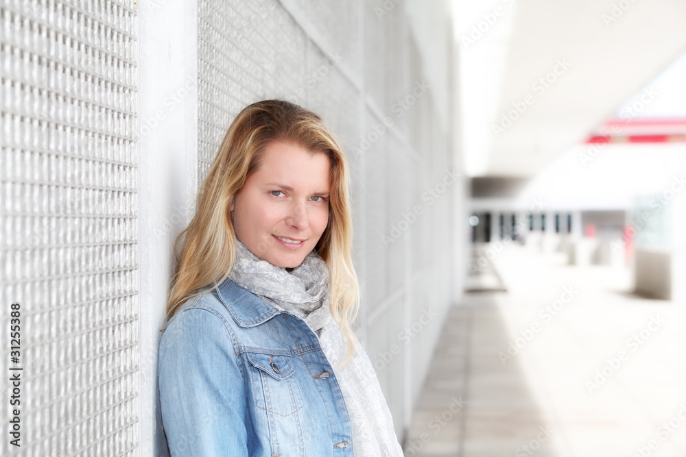 Portrait of beautiful modern woman in town Portrait of beautiful modern woman in town