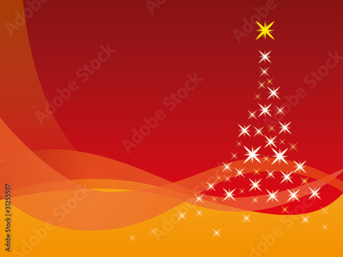 Hintergrund dynamische Wellen Weihnachtsbaum - rot orange
