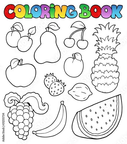 Coloring book with fruits images