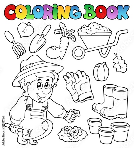 Coloring book with garden theme