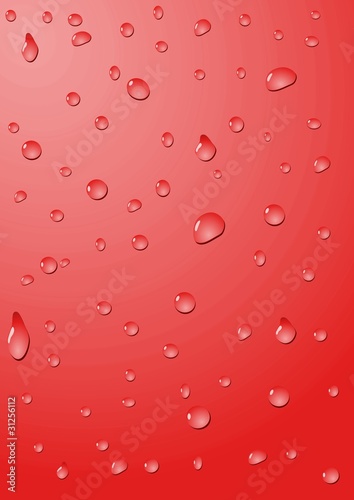 Drops of water on a red background
