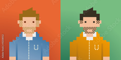 two mens pixelated art photo