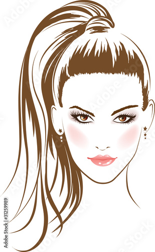 face glamour girl with long hairs