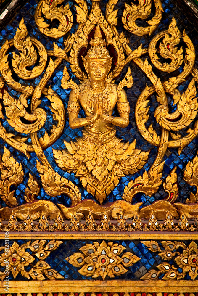buddhist temple in grand palace bangkok thailand asia detail
