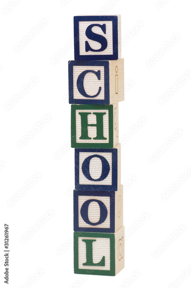 Cubes with letters isolated on white background