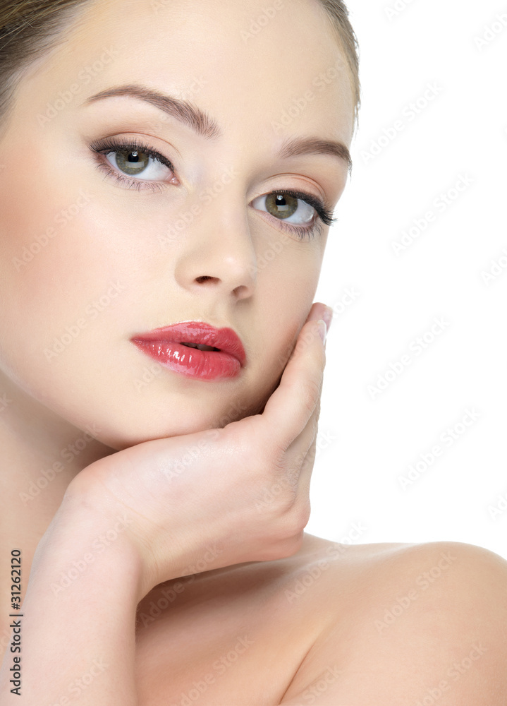 Sexy beautiful woman with bright red lipstick Sexy beautiful woman with bright red lipstick