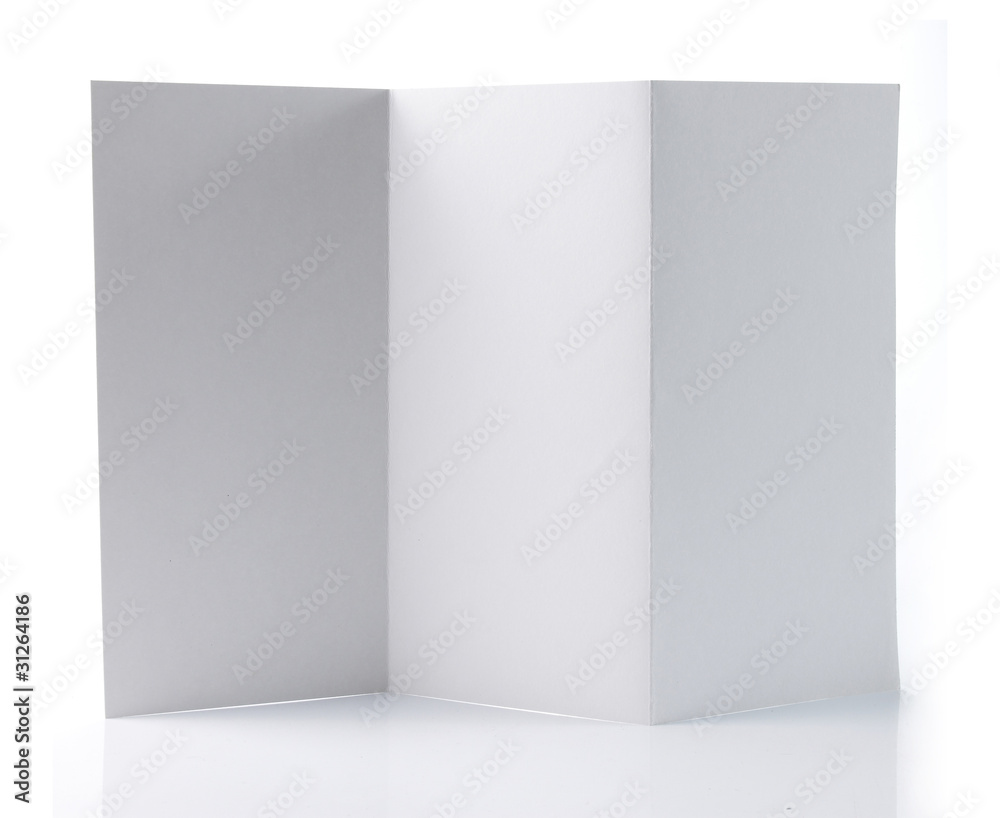 Flyer or brochure with zig zag Z-Fold. isolated over white Flyer or brochure with zig zag Z-Fold. isolated over white