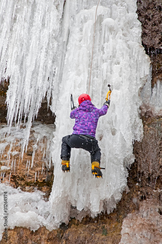 Canvas Print Man with ice axes and crampons