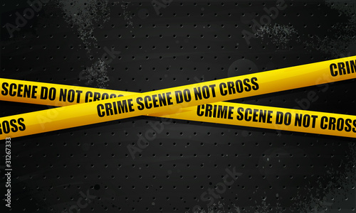 Crime Scene Tape on black grunge background