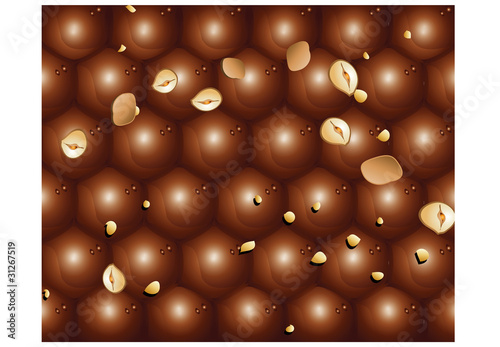 Chocolate poster with peanuts - Vector illustration photo