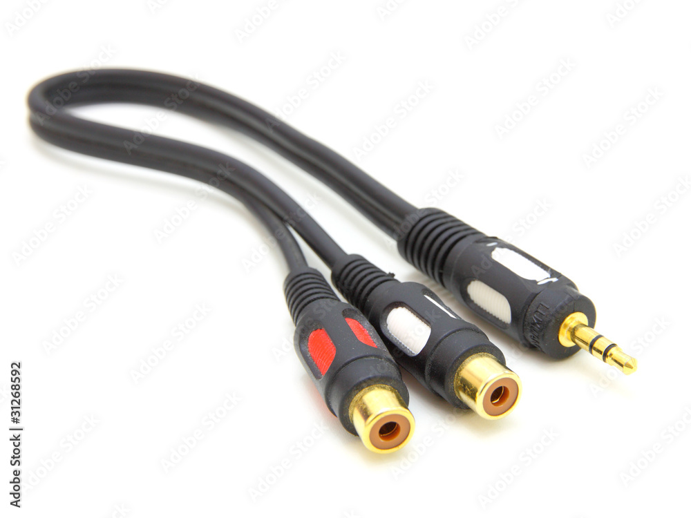 Audio cable isolated on white Audio cable isolated on white