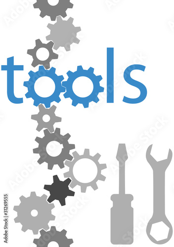 Tools technology gear tool icon border set