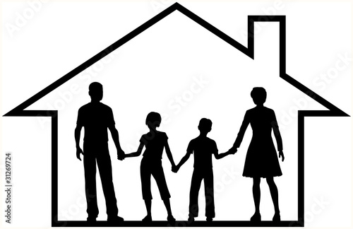 Family house parents kids inside safe home