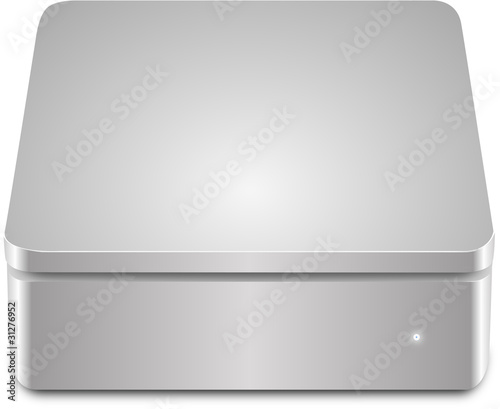 Aluminium external hard disk isolated on white