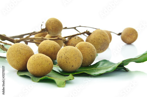 Tropical longan fruit isolated on white background