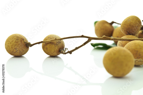 Tropical longan fruit isolated on white background