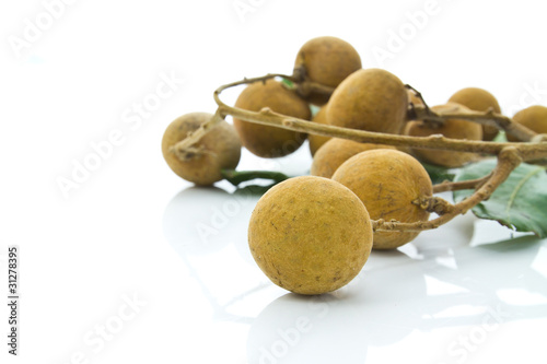 Tropical longan fruit isolated on white background