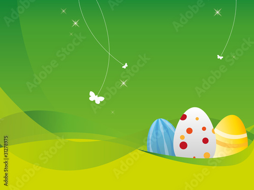 Hintergrund Ostern drei Eier Osterei Schmetterlinge 2