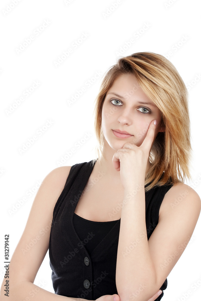 Portrait of an young thinking woman Portrait of an young thinking woman