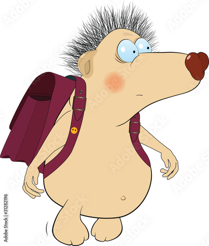 Hedgehog the schoolboy. Cartoon