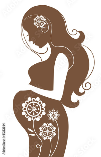 Pregnant woman in flowers