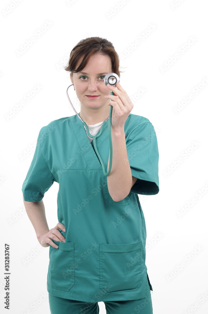 young attractive doctor working with stethoscope young attractive doctor working with stethoscope