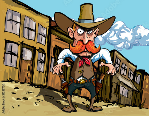 Cartoon cowboy with sixguns