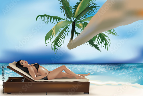 ragazza in spiaggia su lettino 3