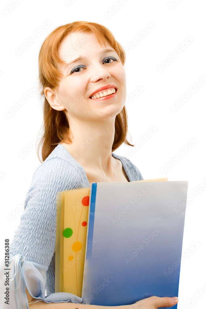 Portrait of a young woman on white background Portrait of a young woman on white background
