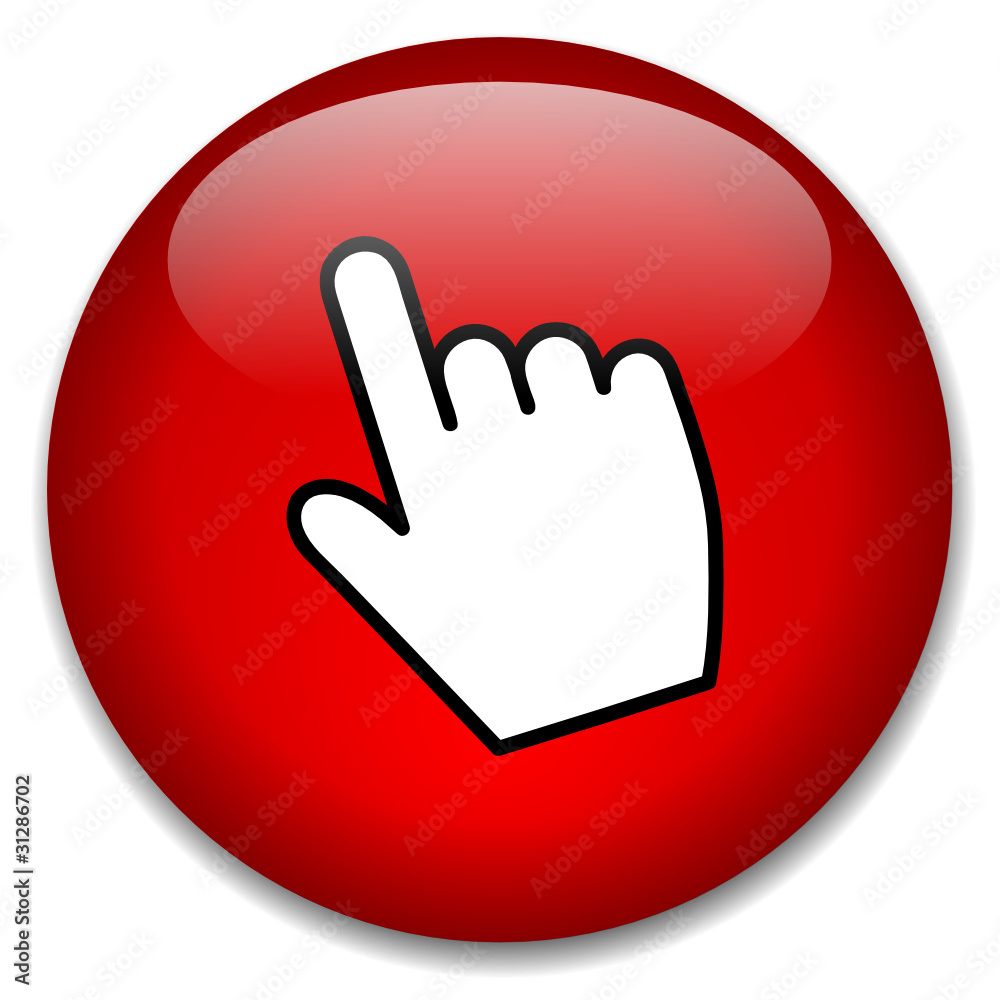 Obraz premium CLICK HERE Web Button (hand mouse cursor internet connection go)